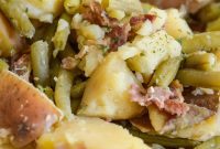 Rustic Slow Cooker Bacon Green Beans and Potatoes