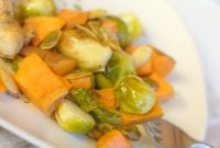 Roasted Sweet Potatoes and Crispy Brussels Sprouts