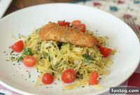Crispy Potato-Crusted Fillet with Sautéed Spaghetti Squash