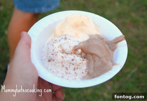 Delicious homemade ice cream, perfect for Fourth of July celebrations.