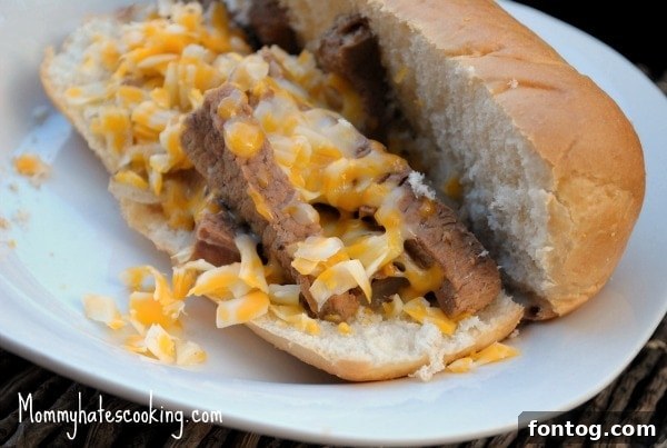 Slow Cooker Cheesesteak Sandwiches