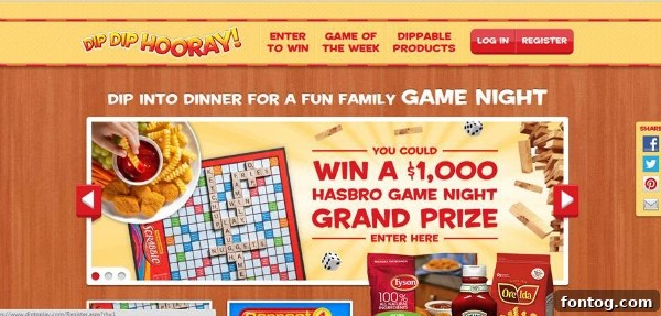Dip to Play promotional image for family game night contest