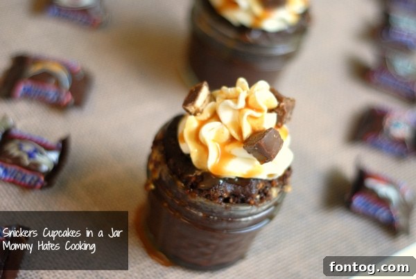 Snickers Cupcake Jars 2 Snickers Cupcakes in a Jar, a delightful dessert