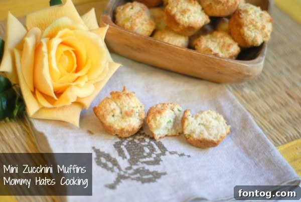 Mini zucchini muffins arranged in a recipe card setting