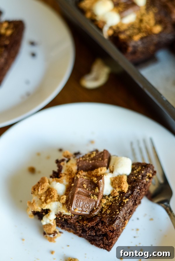 Freshly baked gluten-free s'mores brownies cooling
