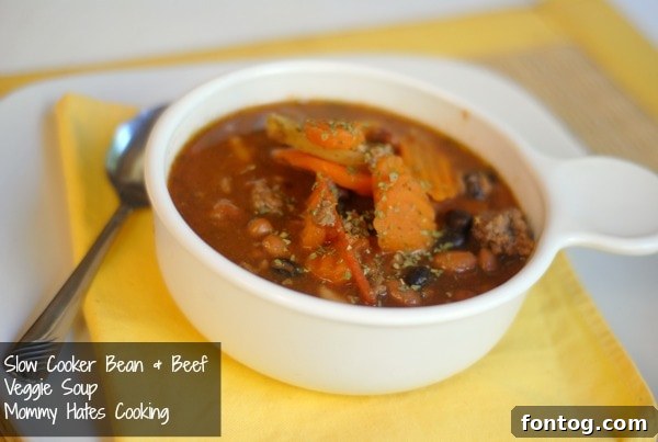 slow cooker bean and veggie soup