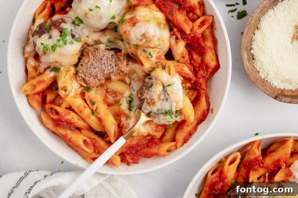 Adaptable Savory Meatball Bake 7 meatball casserole