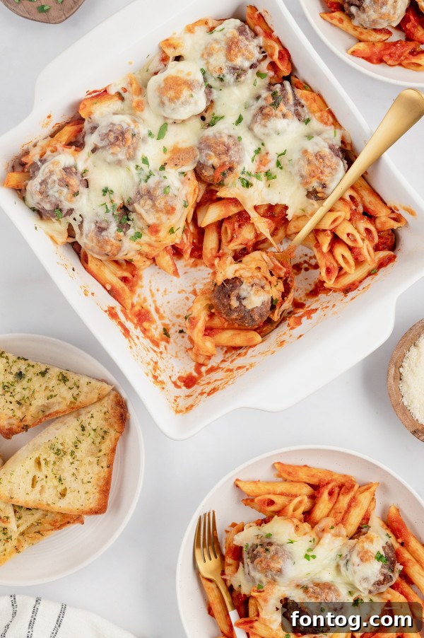 Adaptable Savory Meatball Bake 8 meatball casserole