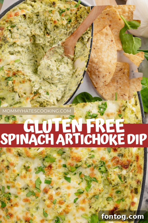 Irresistible Gluten Free Spinach Artichoke Dip 9 Large image of gluten-free spinach artichoke dip