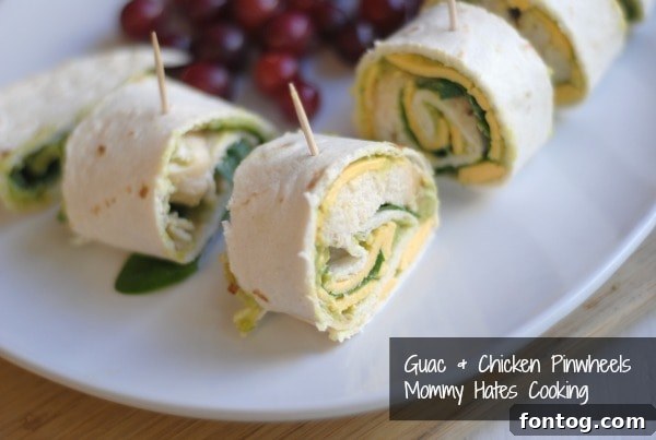 guac and chicken pinwheels