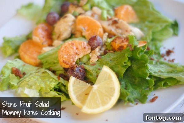 Delicious Stone Fruit Chicken Salad in a bowl