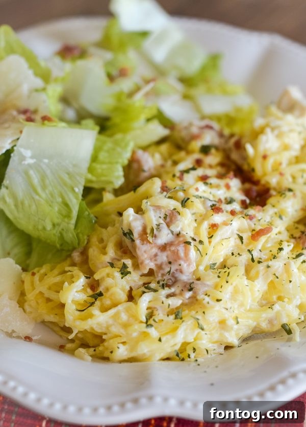 Spaghetti Squash Chicken Alfredo