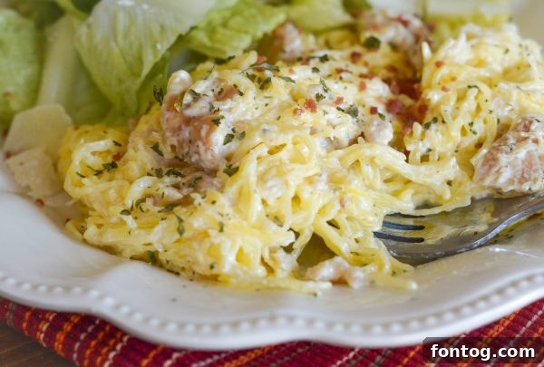 Spaghetti Squash Chicken Alfredo