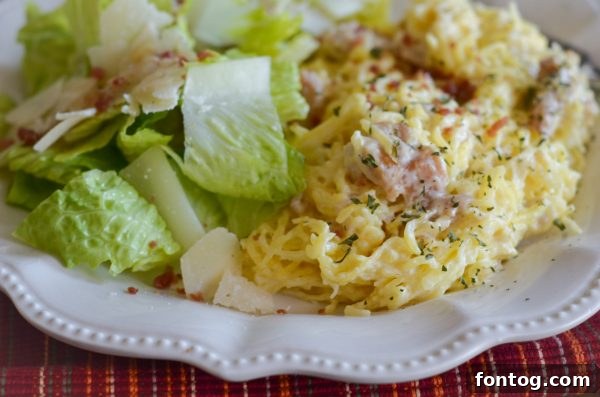 Spaghetti Squash Chicken Alfredo