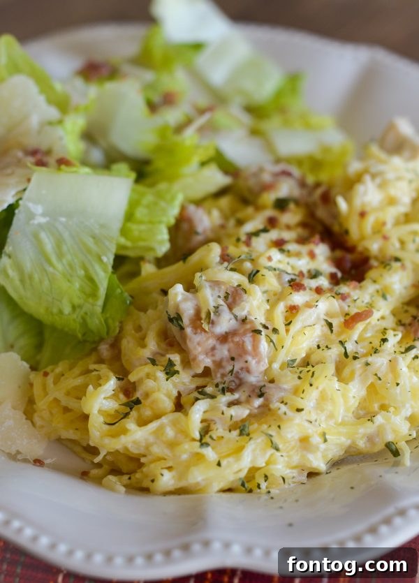 Low Carb Spaghetti Squash Chicken Alfredo