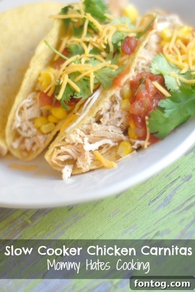Slow Cooker Chicken Carnitas Tacos