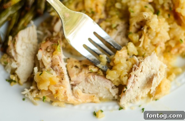 A serving of Maple Chicken and Rice Bake on a plate, ready to be enjoyed.