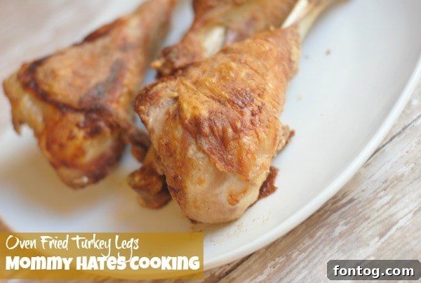 Golden Brown Oven Fried Turkey Legs on a Platter