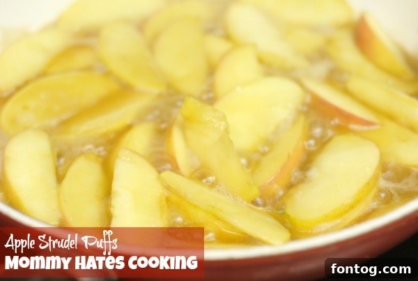 Close-up of golden puff pastry sheets being prepared for apple strudel