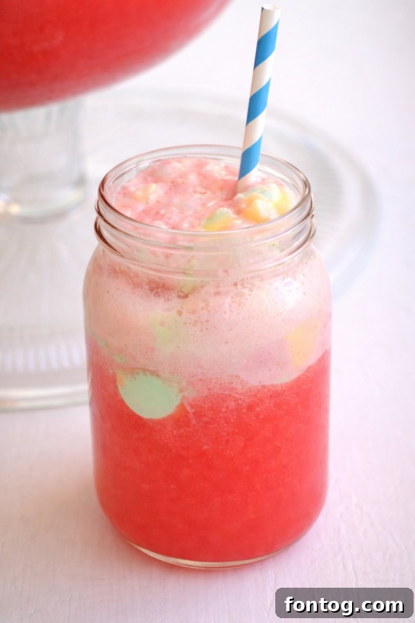 Color Burst Sherbet Punch 4 rainbow sherbet punch in a mason jar