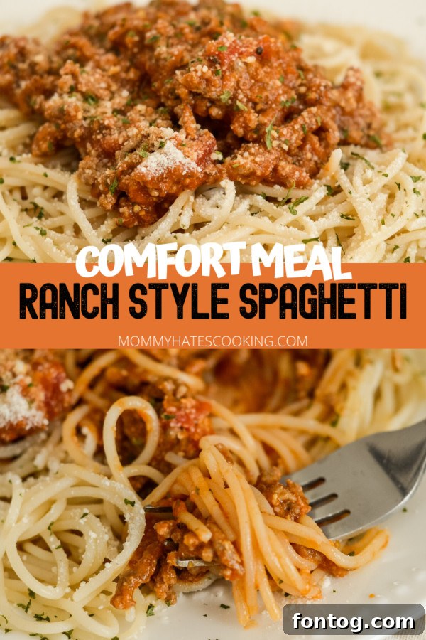Large dish of Ranch Style Spaghetti