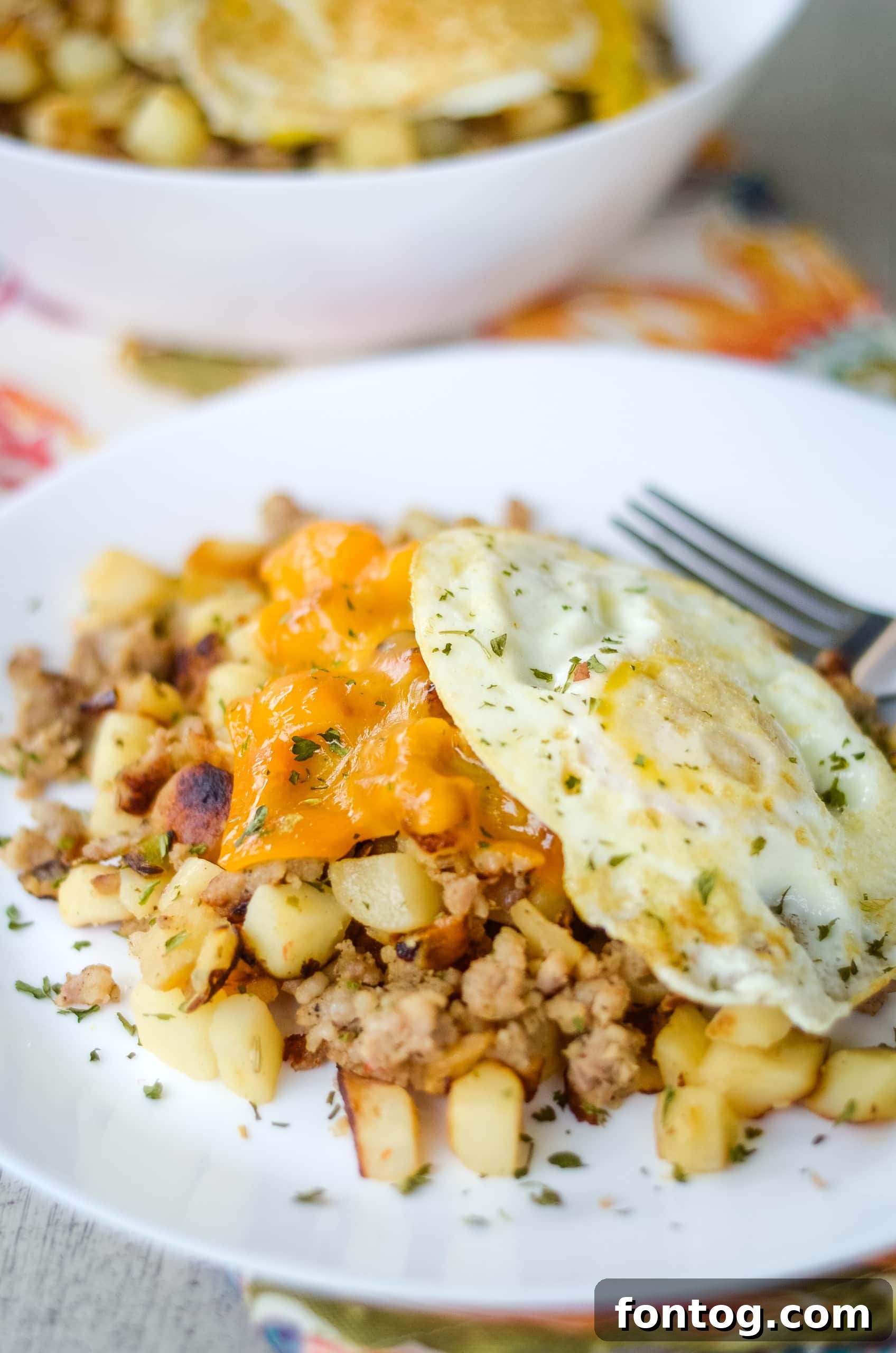 Cheesy Sausage and Egg Hash