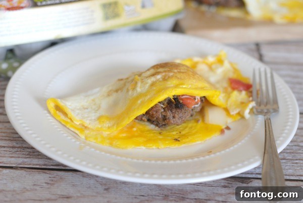 Delicious Hamburger Stuffed Omelet for breakfast or brunch