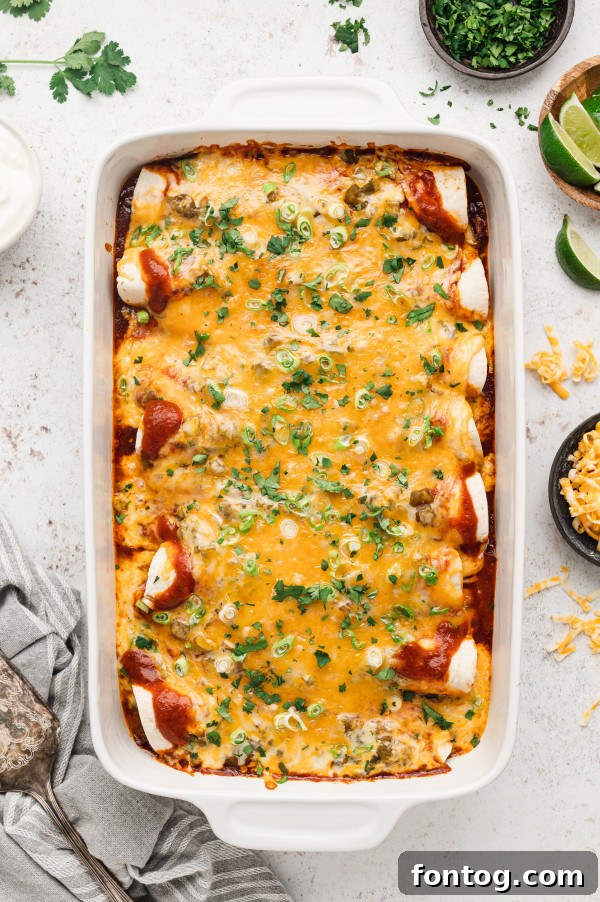 cheesy beef enchiladas covered in sauce and cheese