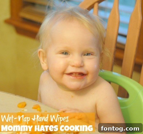 Clean and happy toddler after using Wet-Naps