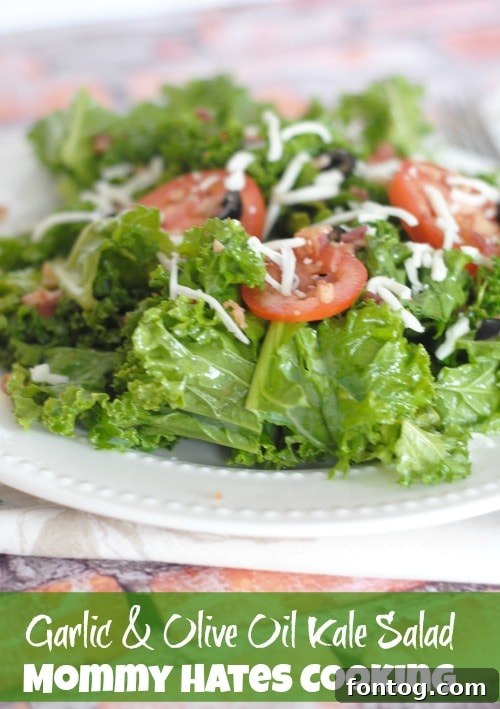 Garlic & Olive Oil Kale Salad featuring fresh ingredients