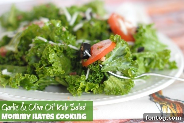 Garlic & Olive Oil Kale Salad ready to be enjoyed