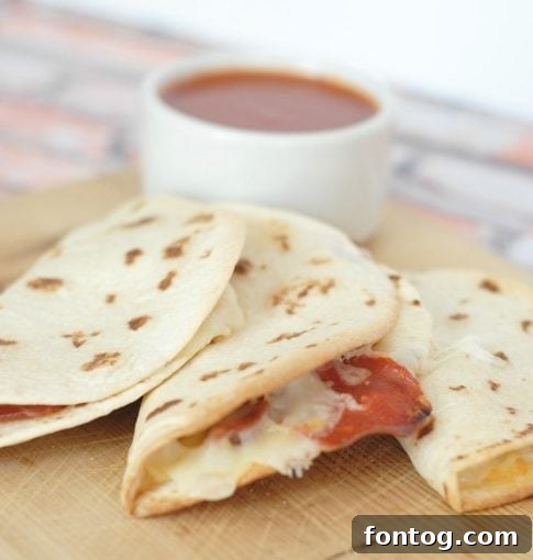 Classic Pizza Quesadillas with melted cheese