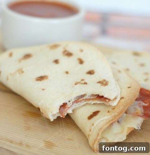 Crispy Pizza Quesadilla with cheese and pepperoni