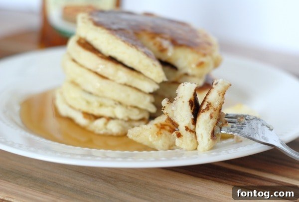 Fluffy Buttermilk Pancakes with maple syrup