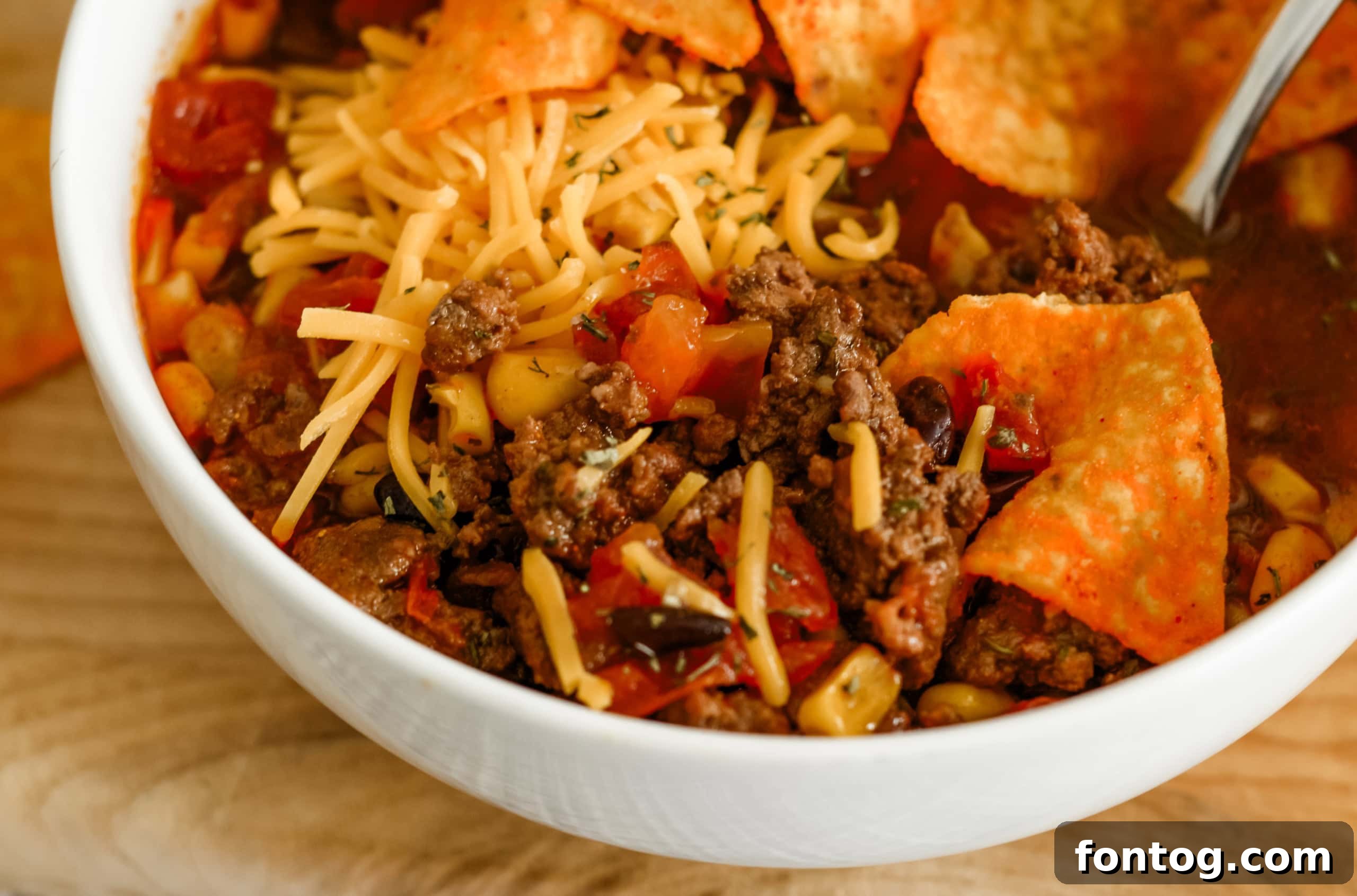 Slow Cooker Beef Taco Soup served in a bowl