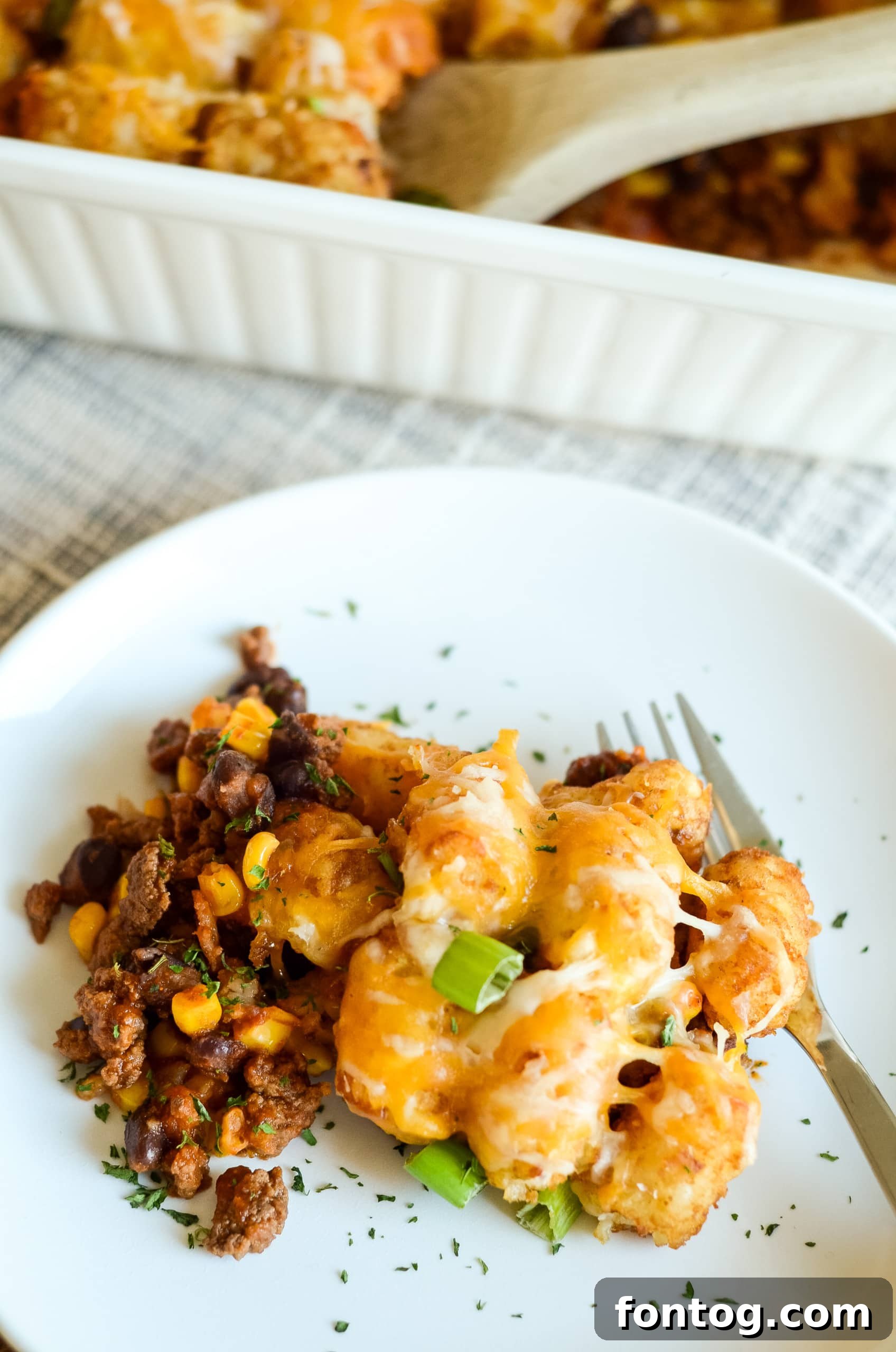 Tater Tot Taco Casserole freshly baked