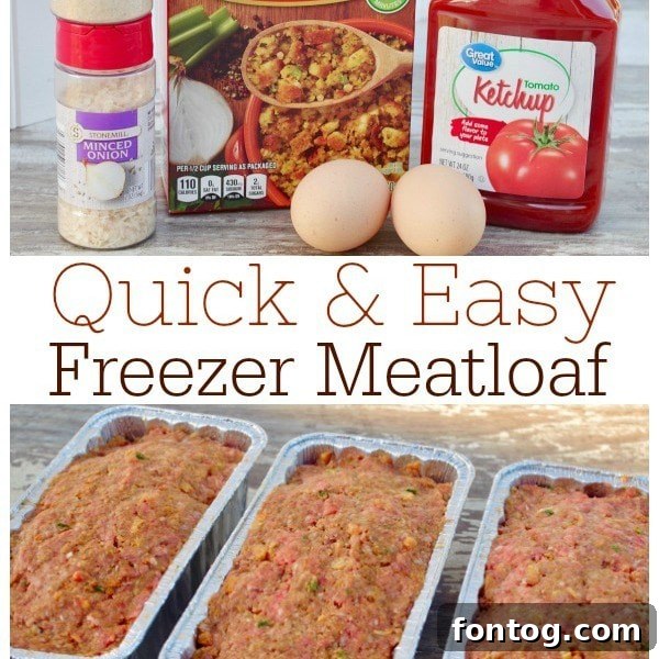 Quick and Easy Freezer Meatloaf served with mashed potatoes