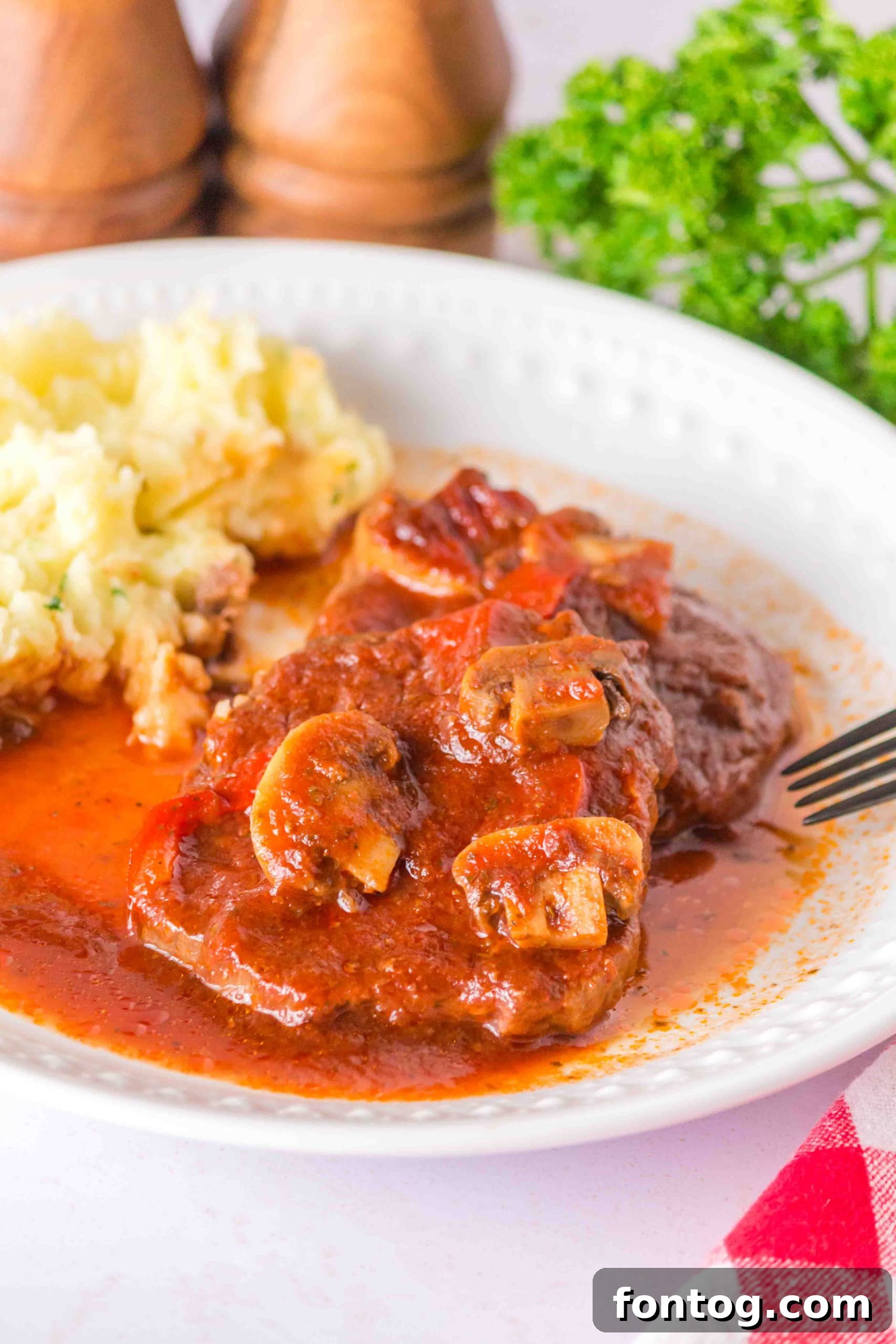 Slow Cooker Italian Steaks in a pot