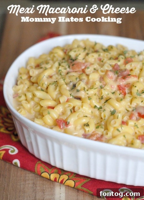 Fiesta Macaroni Bake 2 Delicious Mexi Macaroni & Cheese, a comforting and flavorful dish.