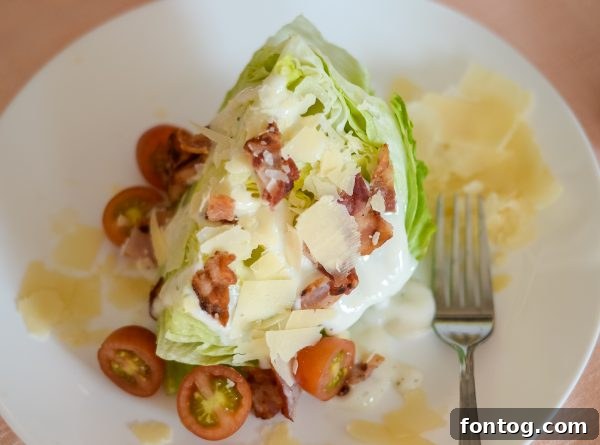 Ready-to-eat wedge salad on a dinner table