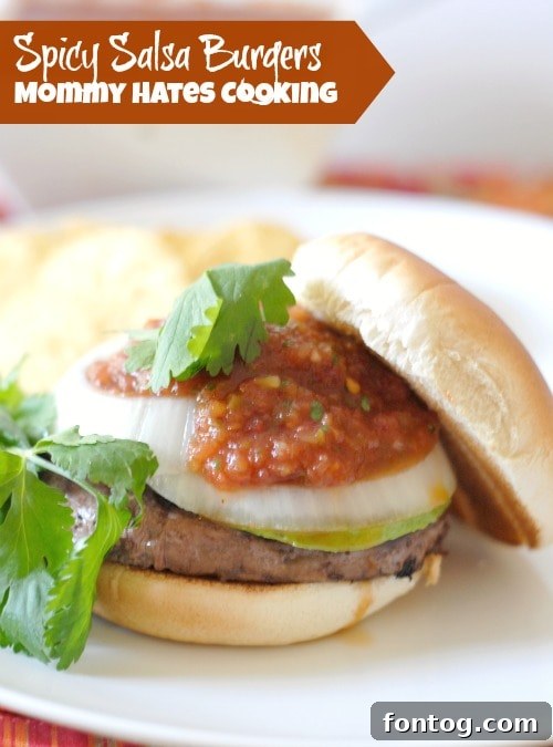 Delicious Spicy Salsa Burger, perfectly assembled with fresh ingredients