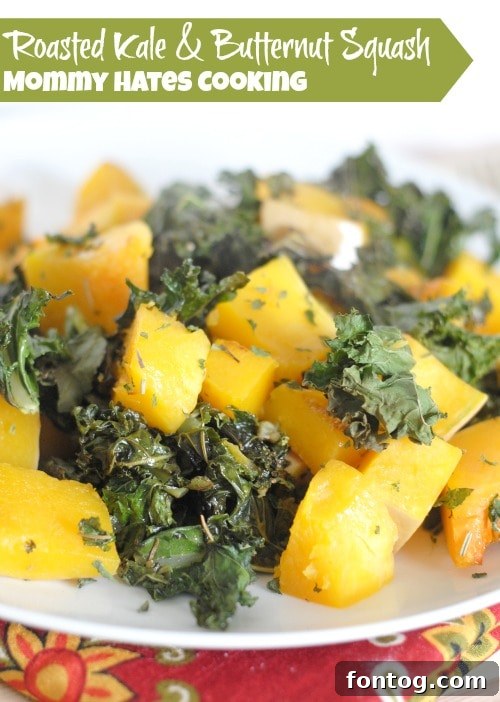 Delicious Roasted Kale & Butternut Squash - A healthy and easy side dish for any meal.
