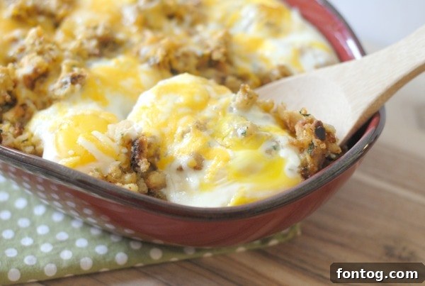 Egg Topped Cheesy Stuffing