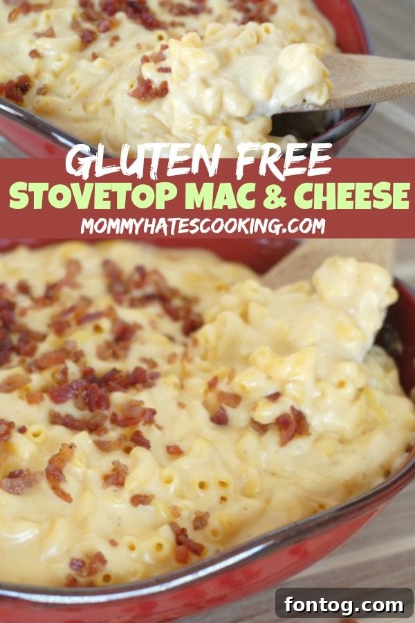 Serving of Gluten-Free Stovetop Macaroni & Cheese topped with bacon