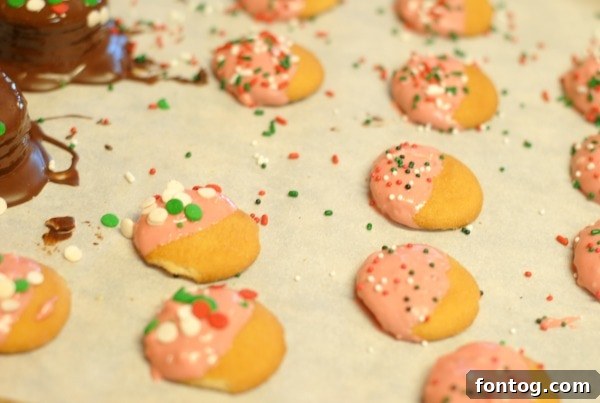 Chocolate Covered Vanilla Wafers with sprinkles