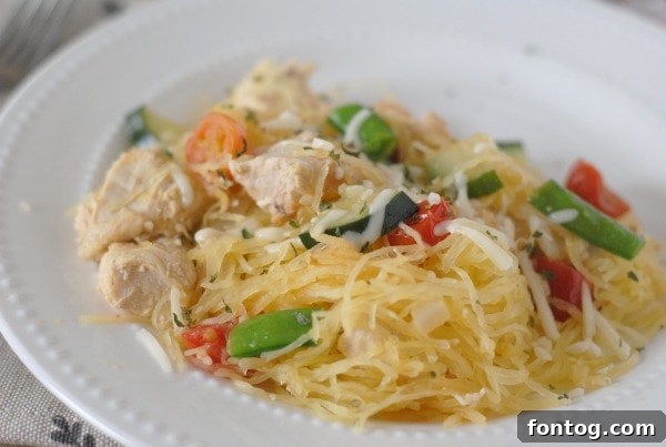 Spaghetti Squash Salad with chicken and fresh vegetables