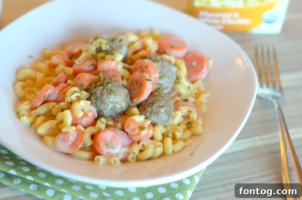 Gluten-Free One-Pan Mac and Cheese Perfection 5 One-Dish Mac & Cheese with Horizon Organics, Carrots, and Meatballs #Sponsored