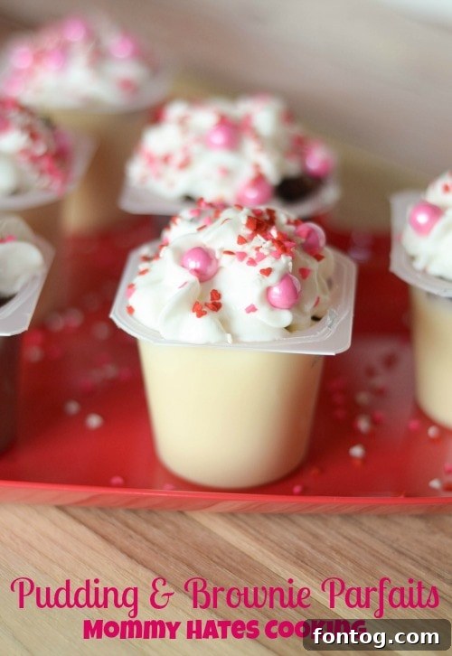 Pudding & Brownie Parfaits for Valentine's Day