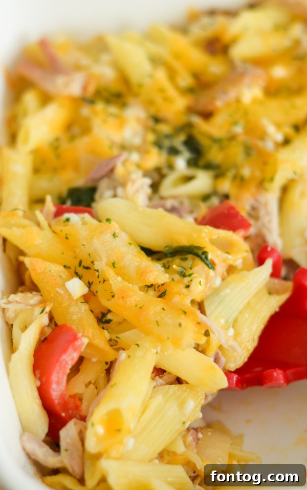 baked chicken florentine casserole in a baking dish