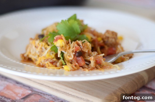 Spaghetti Squash Taco Skillet ready to be served